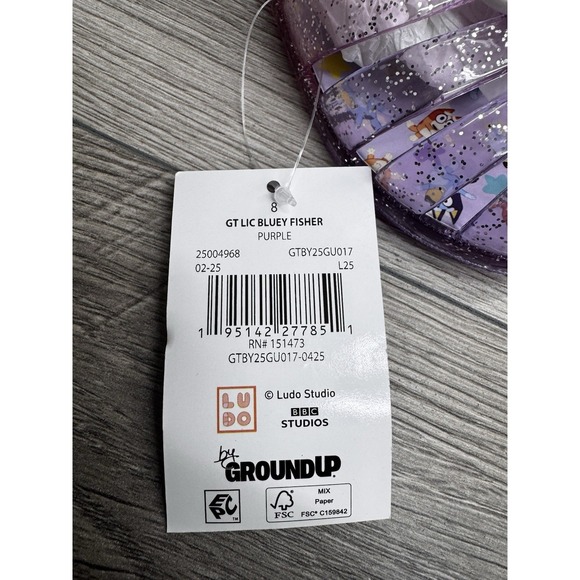 Girls Kids Bluey Purple glitter Gel Ground Up Sandals. Size 8 ~ NWT - Picture 4 of 4